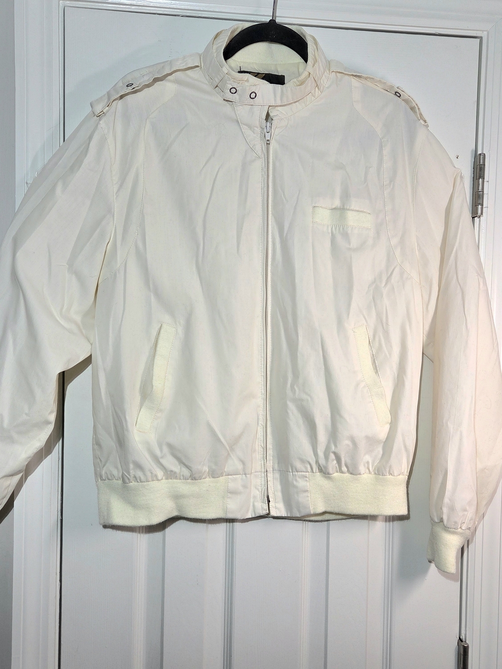 Vintage Sears Cream 'Members Only' Style Windbreaker Jacket Mens L